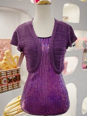Y2K Knit Open Cropped Shrug Cardigan with Short Sleeves